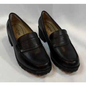 Eastland Y2K Newbury Black Leather Loafers Size 9 Chunky Heel 3934-01 - NEW
